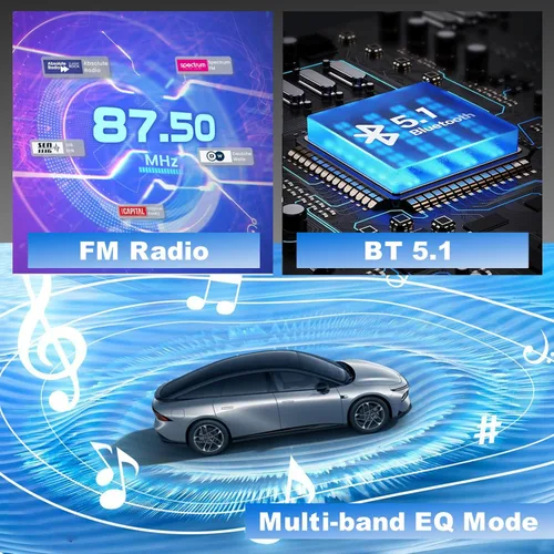 Vista 4 de Estéreo de auto doble DIN con Apple CarPlay y Android Auto, radio de coche con pantalla táctil HD de 7 pulgadas, receptores de audio Bluetooth