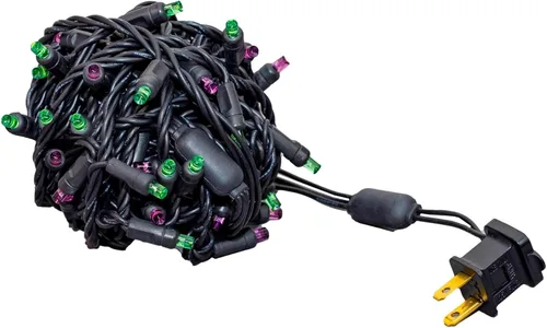Vista 6 de Novelty Lights Guirnalda de luces de Navidad de 25 pies, 50 bombillas LED multicolor en cable negro, espacio de 6 pulgadas, iluminación conectable