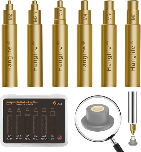 Vista 9 de Puntas de inserción termofijas para insertos roscados M2 M2.5 M3 M4 M5 M6 M8, puntas de soldadura compatibles con hierros Weller SP40NUS/Hakko