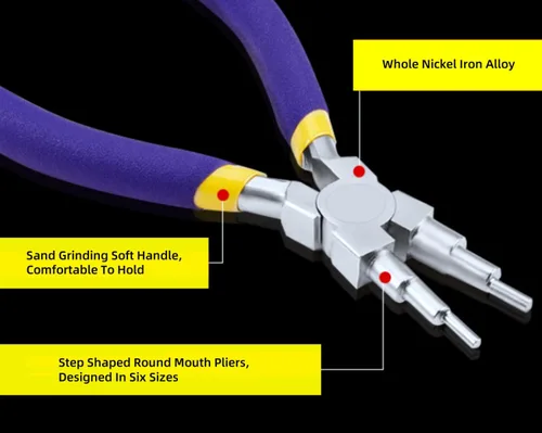 Vista 6 de Alicates de fabricación de joyas 6 en 1, alicates de alambre de 6 pasos, alicates para hacer alicates con mango antideslizante para hacer joyas