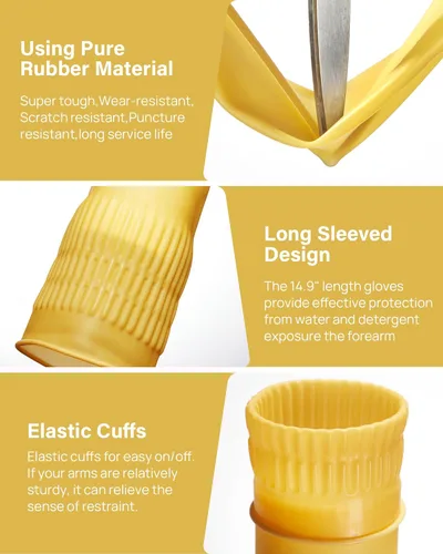 Vista 5 de Guantes de goma para lavar platos, 3 o 6 pares, guantes de cocina y reutilizables.