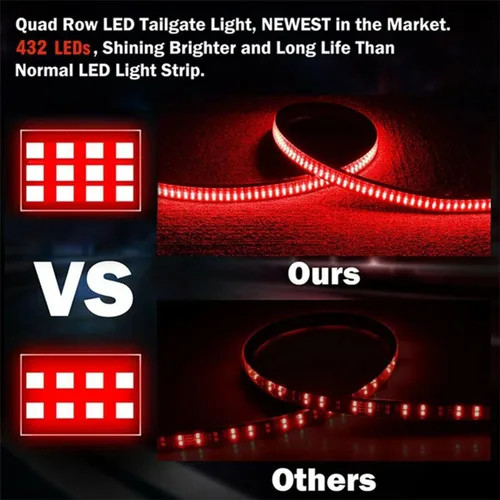 Vista 8 de Barra de luz LED de 48 pulgadas para compuerta trasera de camioneta pickup de 3 colores rojo blanco amarillo conmutable, señal de giro secuencial