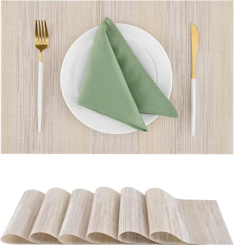 Vista 51 de Leetaltree - Juego de 4 manteles individuales beige, antideslizantes, resistentes al calor, para mesa de comedor, lavables, duraderos, de PVC