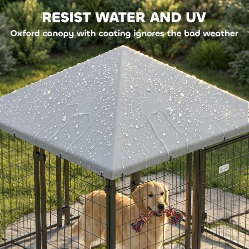 Vista 10 de PawHut 4.7' x 4.7' x 5.1' Perrera para perros al aire libre Fuera Carrera S