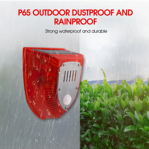 Vista 5 de Alarma solar con sensor de movimiento para exteriores: luces solares de alarma de seguridad con ladridos de perro y sonido de disparo