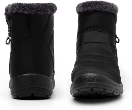 Vista 4 de Cheval Winter Snow Zip Up Boots for Women, Fur Lined Warm Ankle Booties, Outdoor Anti-slip Waterproof Comfortable Short Boot, Botas De Invierno Para