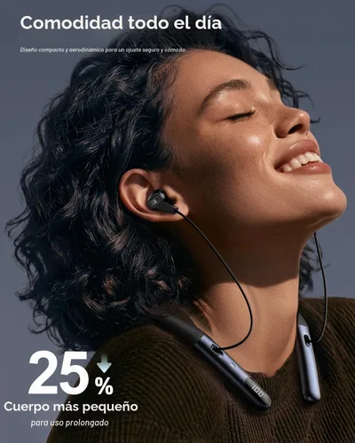Vista 6 de Auriculares híbridos con cancelación activa de ruido Bluetooth 6.0 Neckband Azul