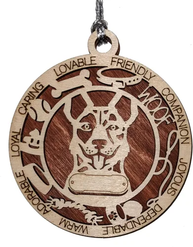 Vista 28 de Adorno de Navidad personalizado para perro Cavalier King Charles Spaniel, redondo de 3 pulgadas, madera cortada con láser de 2 capas, nombre y texto