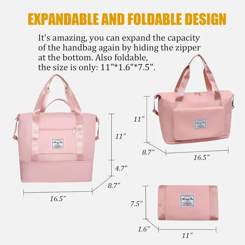 Vista 4 de Large Tote Beach Bag - Top Zipper Closure - Stylish Design - Tote Shoulder Bag For Gym Beach Travel