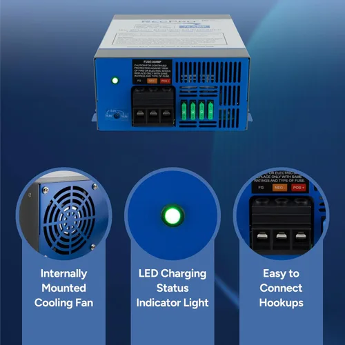 Vista 2 de RecPro Convertidor para RV de 75 Amp Convertidor de energía para RV y cargador de batería Carga inteligente de 4 etapas 120VAC a 12VDC Rango