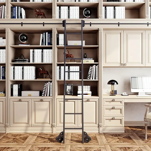 Luyckfrazy Library Sliding Ladder Kit 3.3ft-20ft Warehouse Bar Closet Sliding Barn Door Hardware Kit with Floor Roller Wheels (No Ladder) (Size :