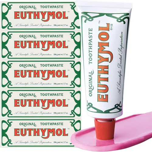 Vista 11 de EUTHYMOL Pasta de dientes rosa original (3.7 fl oz/paquete de 1) - Pasta de dientes sin flúor para dientes sensibles y encías. Mal aliento