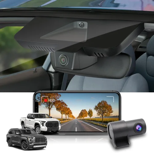 FITCAMX Cámara frontal 2K+ trasera 1080P para salpicadero, se adapta para Toyota Tundra 2022-2026 híbrido y Sequoia 2023-2026 (Gen3), estilo OEM,