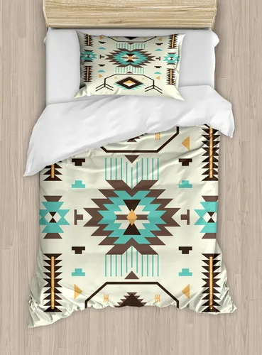 Vista 15 de Ambesonne Hawaii - Juego de funda de edredón de verano, palmeras y hojas exóticas de helecho, fondo colorido abstracto, juego de ropa de cama