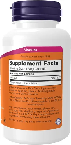 Vista 2 de NOW Inositol 500 mg,100 Cápsulas