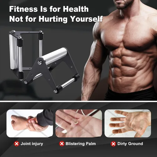 Vista 5 de Push Up Bar - Heavy-Duty Stainless Steel Pushup Stands with Non-Slip Base, 500LB Capacity, Portable Home Gym Equipment for Strength Training & Floor