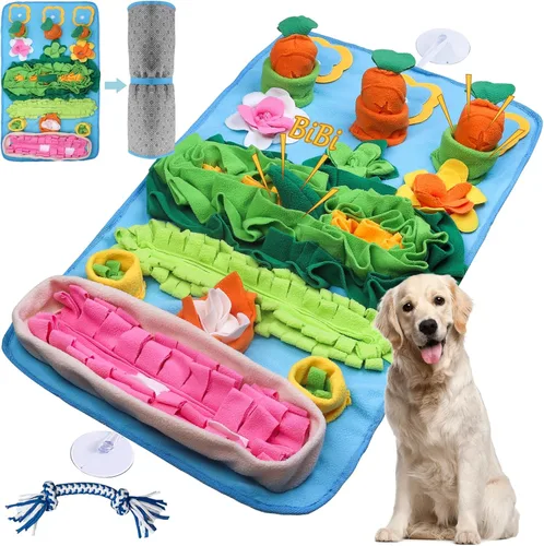 Vista 10 de Tapete de olfateo para perros de razas grandes, 32 x 20 pulgadas, lavable, duradera, para entrenamiento de alimentación lenta, juguete