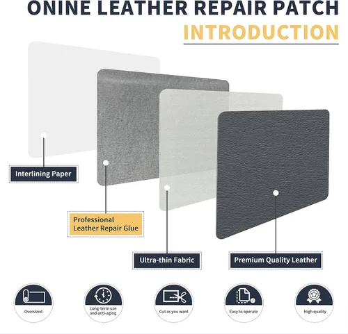 Vista 3 de ONine - Cinta de reparación de piel, parche para reparación de piel autoadhesivo de 12 x 48pulgadas, impermeable, resistente al desgaste