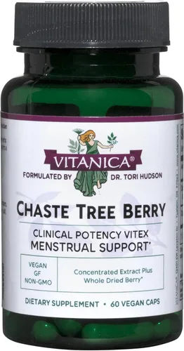 Vitanica Extracto de bayas de árbol casto, suplemento Vitex Chasteberry para mujeres, equilibrio hormonal y apoyo al ciclo menstrual, sin OMG,