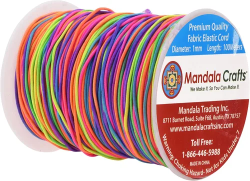 Vista 2 de Mandala Crafts Cordón elástico arcoíris de 0.039 in para hacer joyas, cuerda elástica redonda de 109 yardas para hacer pulseras, cuerda elástica