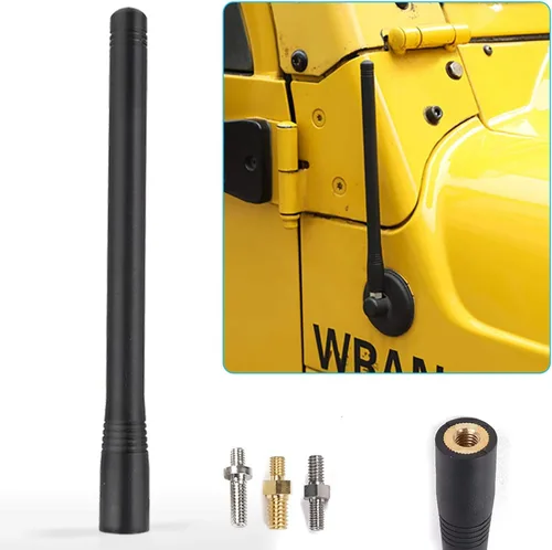JeCar Antena corta refleja de 7.5 pulgadas de repuesto para TJ JK JL F150, accesorios de metal ABS antena diseñada para recepción optimizada de