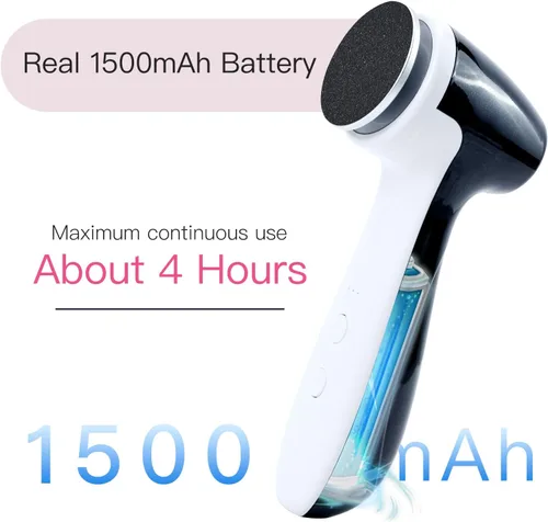 Vista 6 de AprElm-E7 Removedor de callos eléctrico recargable para pies con discos de papel de lija de 120 piezas en 3 tamaños, lima eléctrica para pies