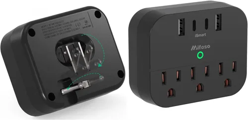Vista 8 de Elementos esenciales para cruceros, barra de contactos para crucero con enchufe plegable, elementos esenciales de viaje con USB C, extensor