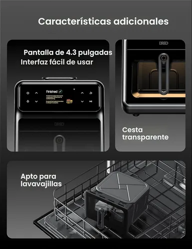 Vista 8 de Dreo ChefMaker - Freidora combinada, cocina como un profesional con solo presionar un botón, freidora de aire inteligente con sonda de cocina