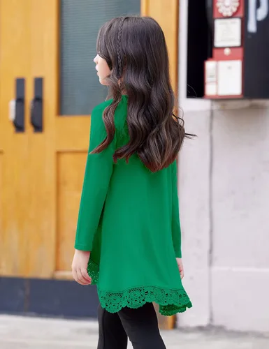 Vista 4 de Arshiner Blusa larga para niñas, estilo casual, básica, holgada, suave, con vuelo, para niñas