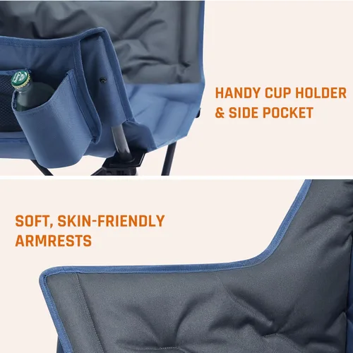 Vista 8 de Portal 32" Oversized Camping Chair, Foldable Heavy Duty 350 lb Padded Ergonomic Seat for Big & Tall Adults, Pinch-Free Extra Wide Design Featuring