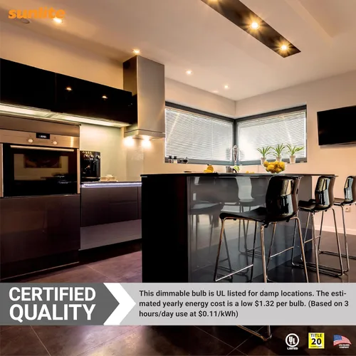 Vista 6 de Sunlite Bombilla LED BR30 reflectora, 11 vatios (65 W = ), 120 V, 920 lúmenes, 90 CRI, base E26 media, regulable, inundación ancha, certificación