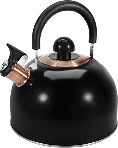 Vista 11 de GGC Hervidor de té para estufa, 85OZ/2.6QT Teteras silbantes para hervir agua, leche o café, Teteras de acero inoxidable rosa con mango plegable