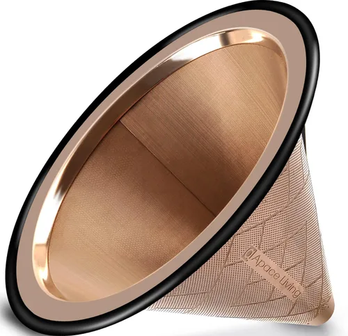 Vista 10 de Filtro de café compatible con Hario V60 - Gotero de café reutilizable de acero inoxidable con base de metal ancha - Filtro de café sin papel