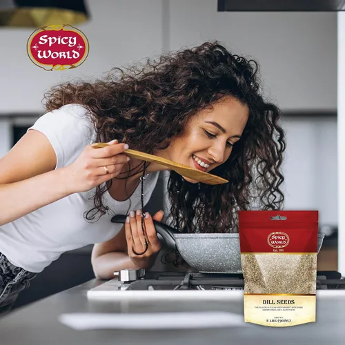 Vista 5 de Spicy World Bolsa a granel de semillas de eneldo de 2 libras, especias enteras, perfectas para encurtir y comer, bolsa resellable