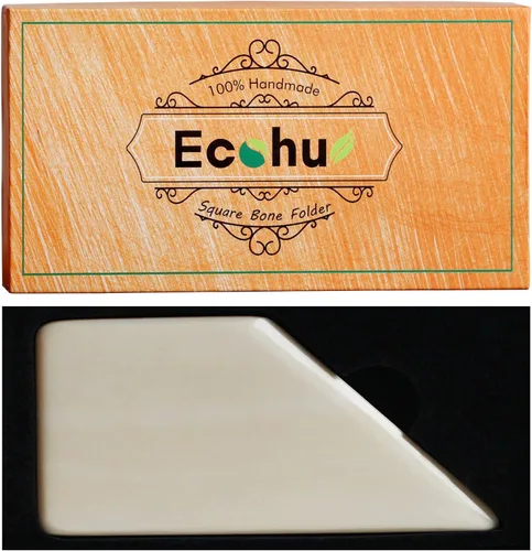 ECOHU Carpeta cuadrada de hueso – Hueso auténtico, papel y cuero, fabricación de tarjetas, origami, encuadernación, álbum de recortes, no raya,
