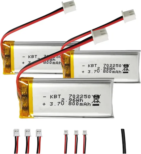 Vista 7 de Batería de polímero de litio KBT 3.7V 800mAh: 702250 Baterías de repuesto de iones de litio recargables Lipo con conector JST