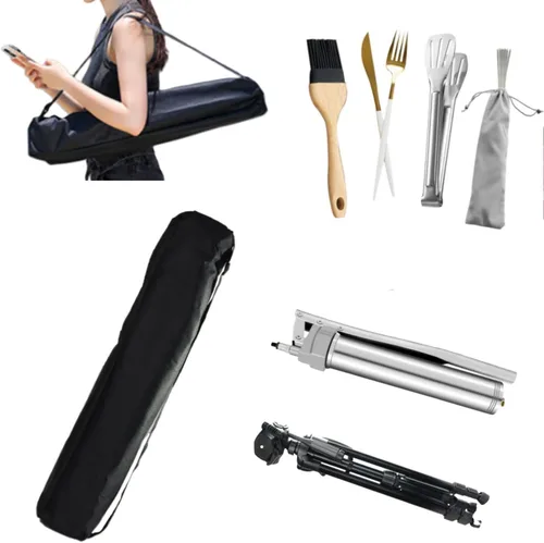 Vista 6 de Bolsa de transporte portátil de 40 pulgadas, trípode plegable para cámara, bolsa de transporte para fotografía con correa de hombro ajustable