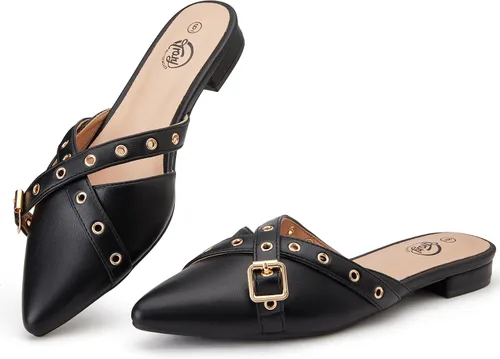 Vista 11 de Trary - Sandalias con lazo y puntera puntiaguda para mujer, modernas, talla 5 B- marrón
