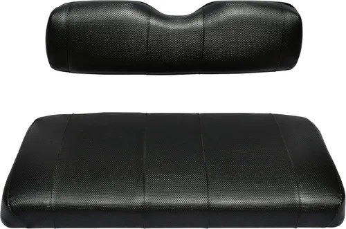EZGO TXT - Funda de repuesto para asiento de carrito de golf, 2 piezas, vinilo marino de alta calidad, costuras de 5 paneles, dos tonos (negro)