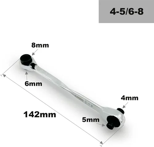 Vista 2 de Llave de trinquete 4 en 1 llave de extremo de caja doble llave de trinquete, llave de trinquete de cabeza flexible, llave de trinquete de anillo