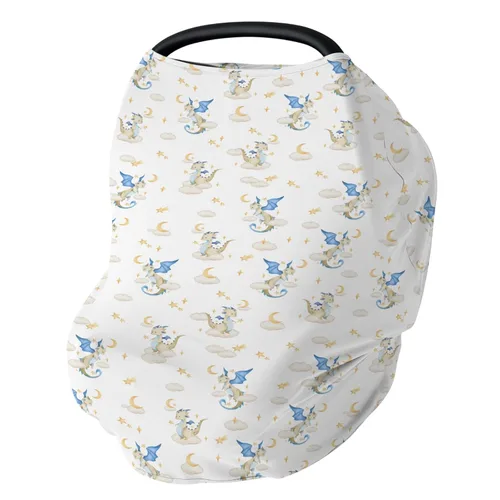 Vista 12 de Funda de asiento de coche de dragón y caballeros de cuento de hadas para bebés, dragones de fantasía, castillo de princesa, funda elástica 5 en 1