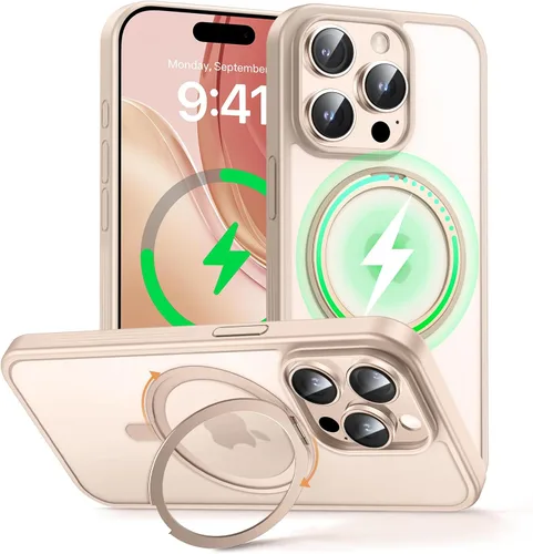 Vista 22 de MAGIC JOHN Soporte Magnético Invisible Giratório de 360° para iPhone 14/iPhone 13 [Antideslizante] [Compatible con MagSafe] Funda con soporte de 16