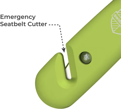 Vista 3 de Martillo de seguridad para auto Swiss Safe duradero 5-1, rompecristales con cortador de cinturón de seguridad - Martillo de vidrio de escape
