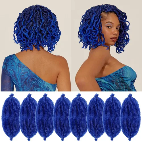 Vista 44 de 8 paquetes de cabello rizado estilo afro elástico Marley Twist, cabello trenzado previamente separado para rastas sintéticas de ganchillo para 1B