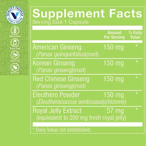 Vista 2 de The Vitamin Shoppe Ginseng - Apoyo Energético, Claridad Mental y Bienestar Adaptogénico (60 Cápsulas)