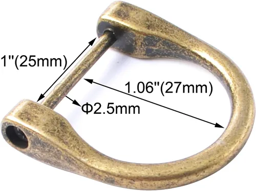 Vista 3 de Bobeey 4 anillos en D de 1 pulgada en forma de herradura, anillos en forma de U, anillos en forma de D, anillo en forma de herradura, anillo en D