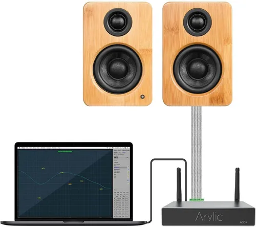 Vista 4 de Arylic Estéreo WiFi y Bluetooth 5.0, 2 canales clase D inalámbrico mini amplificador doméstico para altavoces con spotify, airplay 1, audio digital