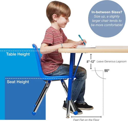 Vista 6 de Factory Direct Partners 10367-BL Silla escolar apilable de 16 pulgadas, asiento apilable para estudiantes con patas de acero cromado y rodamientos