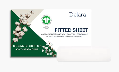 Vista 47 de Juego de sábanas bajeras de 2 piezas, 100 % algodón orgánico certificado GOTS, algodón de fibra larga de 400 hilos, ultra suave, sedoso, absorbe