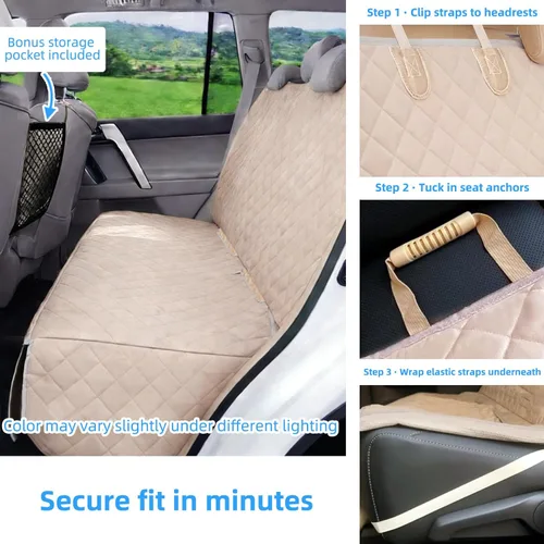 Vista 3 de Bark Lover Funda de asiento de automóvil para perro para asiento trasero, impermeable, funda de asiento trasero antideslizante para niños